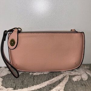 Joy Susan faux pebbles leather blush pink clutch wristlet
